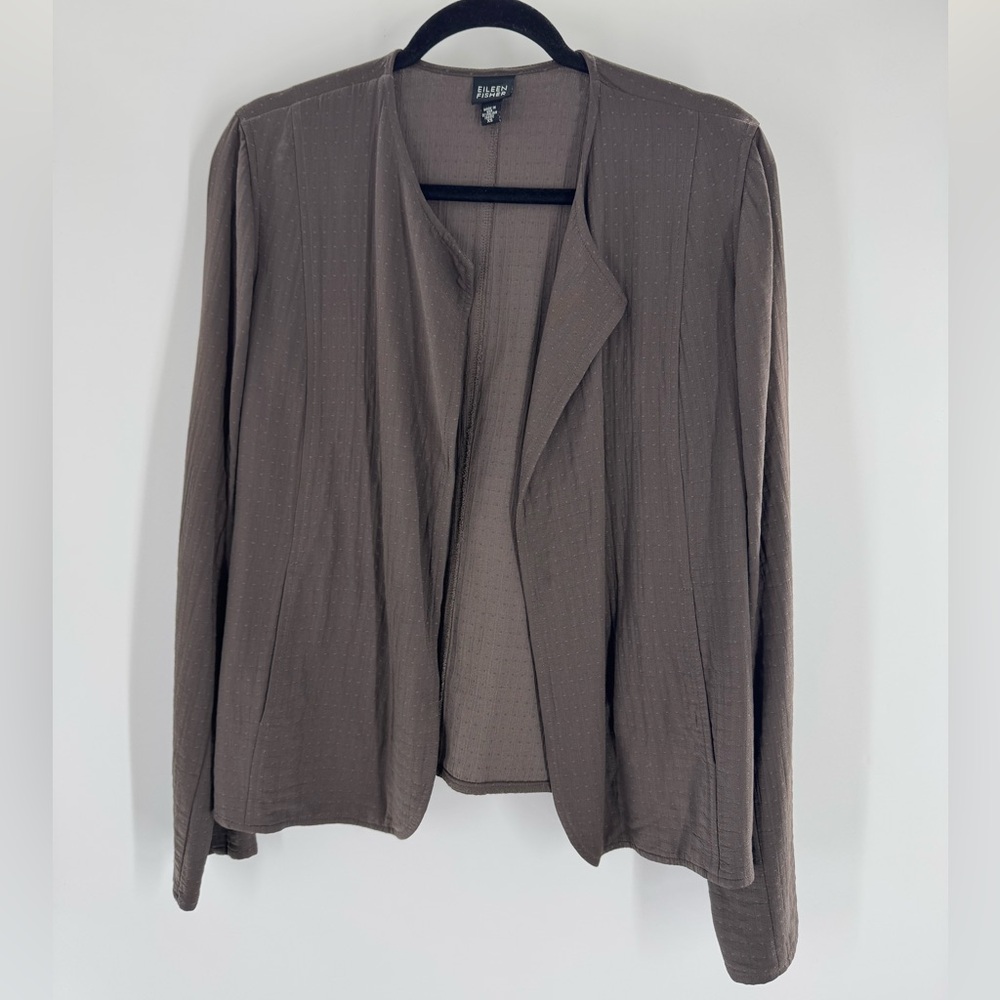 Eileen Fisher Women’s Open Front Blazer Top Brown Workwear Fall Size XS